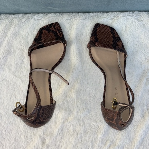 EUC Stuart Weitzman Brown Stiletto Heels with Snakeskin Detail Size 8 Leather - Picture 5 of 8